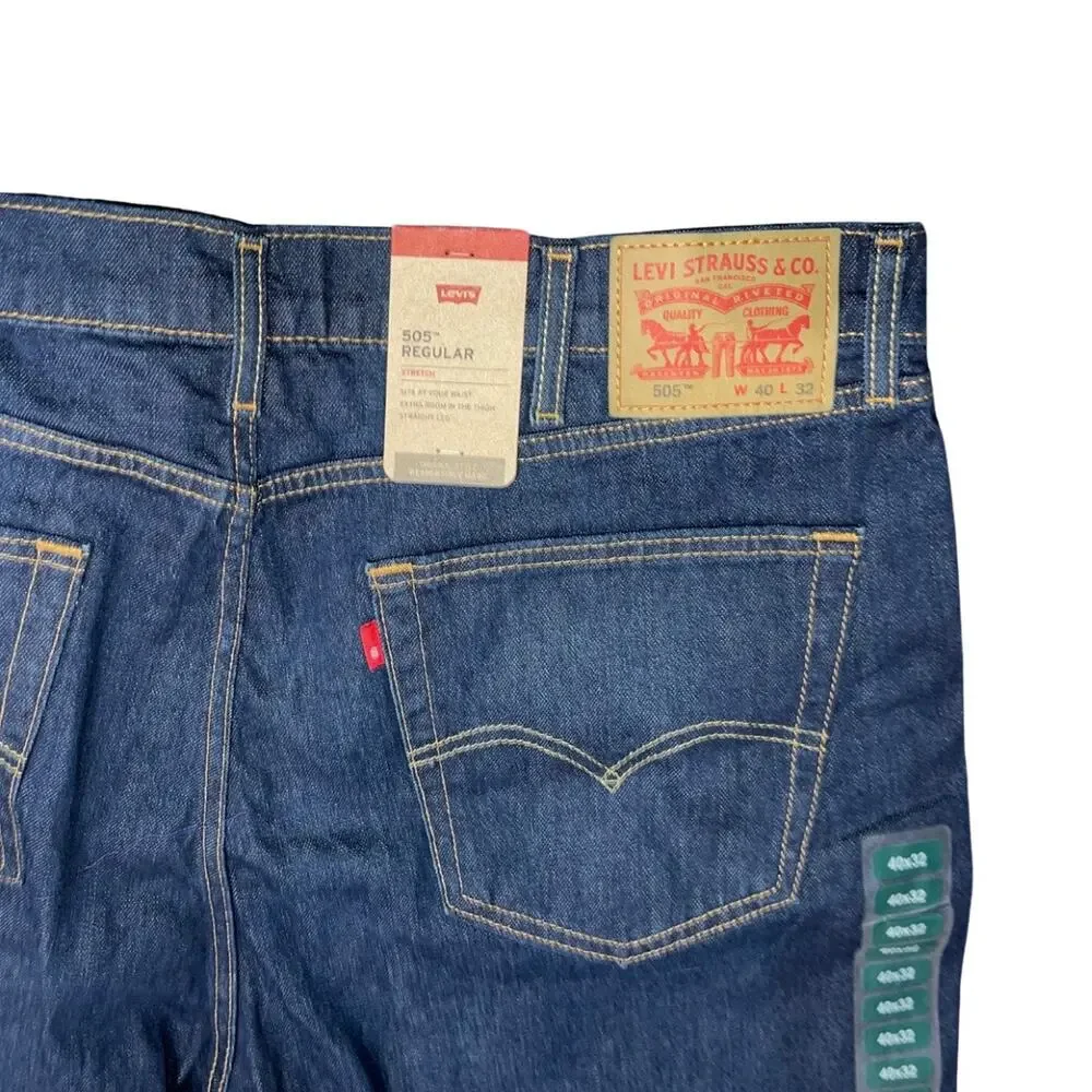 Levi's 505 Regular Fit Straight Leg Jeans SZ 40x32 NWT Cotton Casual Streetwear